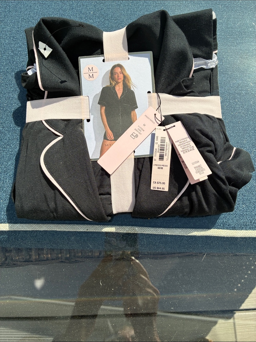 Victoria's Secret Black Pajama Set with Light Pink Tags